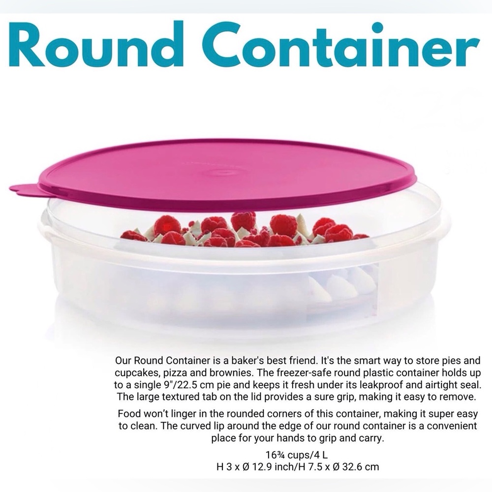 Freezer-safe Round Container for pies/desserts/snacks-Radish